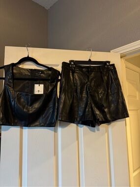 7 For All Mankind Black Faux Leather 2 piece set
